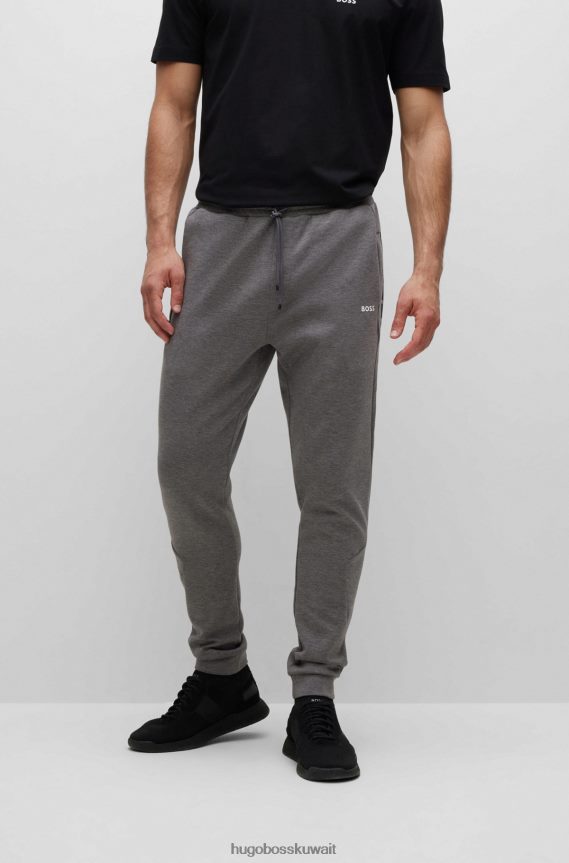 4TFNJN1285 رمادي Hugo Boss قطعة سفلية رياضية من مزيج القطن مع شريط شعار باللون الرمادي