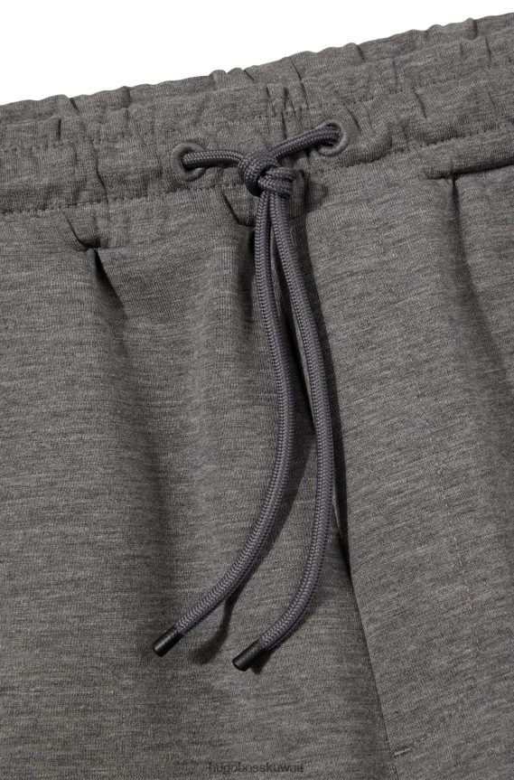 4TFNJN1285 رمادي Hugo Boss قطعة سفلية رياضية من مزيج القطن مع شريط شعار باللون الرمادي