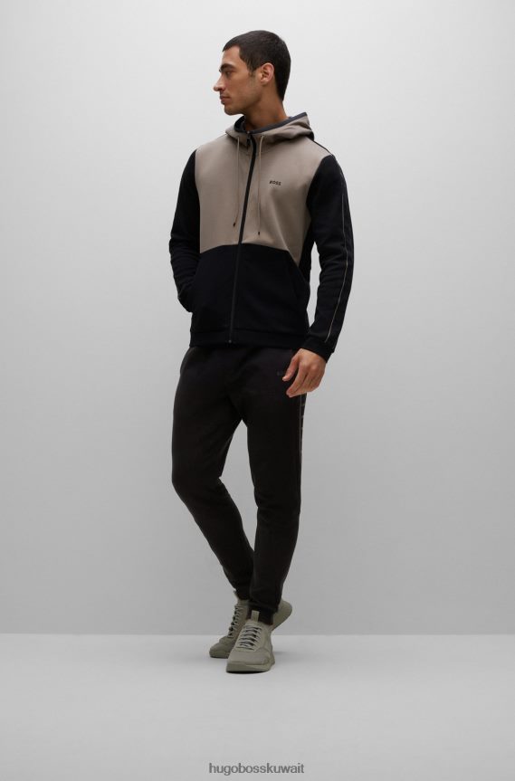 4TFNJN1287 أسود Hugo Boss بدلة رياضية من مزيج القطن باللون الأسود من Hugo مع شريط شعار