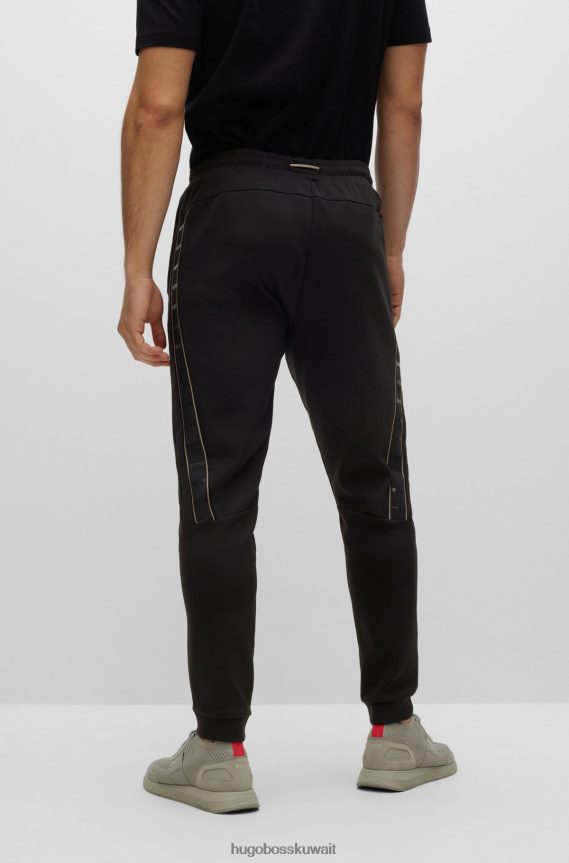 4TFNJN1287 أسود Hugo Boss بدلة رياضية من مزيج القطن باللون الأسود من Hugo مع شريط شعار