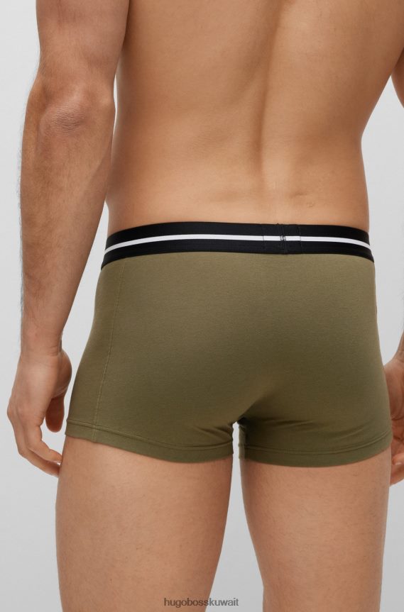 4TFNJN1289 منقوشة Hugo Boss حزمة من ثلاثة سراويل داخلية من القطن المطاطي مع أحزمة خصر منقوشة بشعار Hugo