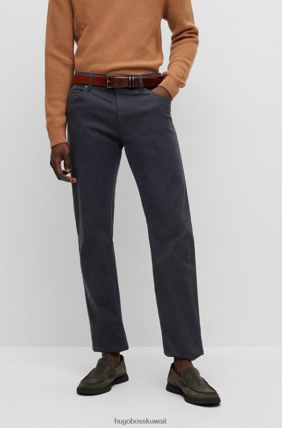 4TFNJN1292 أسود Hugo Boss جينز هوغو أسود بقصة عادية من قماش الدنيم المطاطي ذو البنية الدقيقة