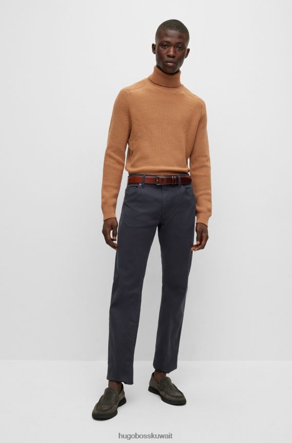 4TFNJN1292 أسود Hugo Boss جينز هوغو أسود بقصة عادية من قماش الدنيم المطاطي ذو البنية الدقيقة