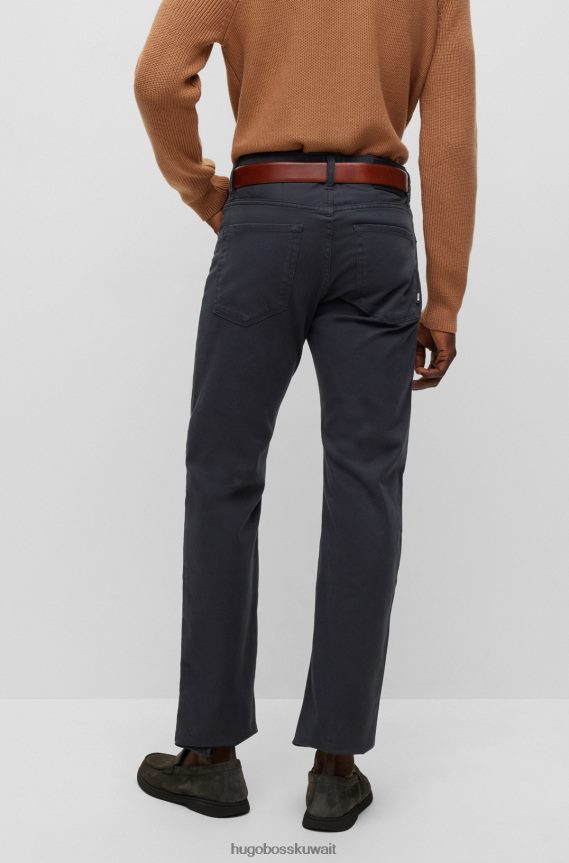 4TFNJN1292 أسود Hugo Boss جينز هوغو أسود بقصة عادية من قماش الدنيم المطاطي ذو البنية الدقيقة