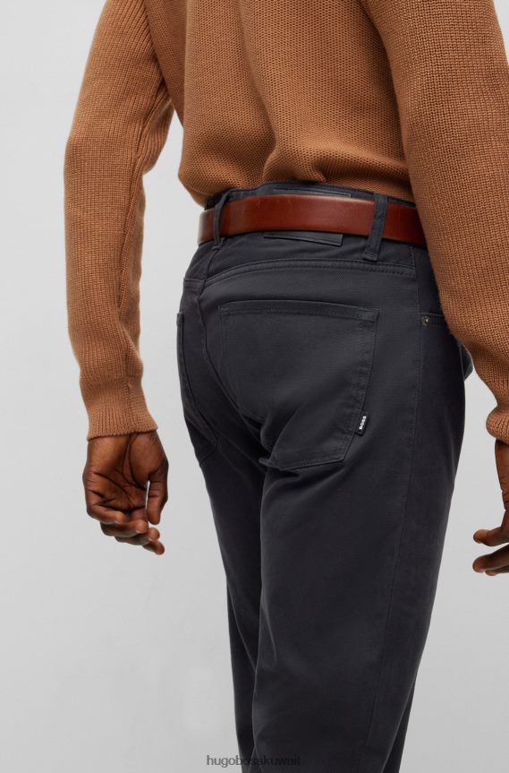 4TFNJN1292 أسود Hugo Boss جينز هوغو أسود بقصة عادية من قماش الدنيم المطاطي ذو البنية الدقيقة