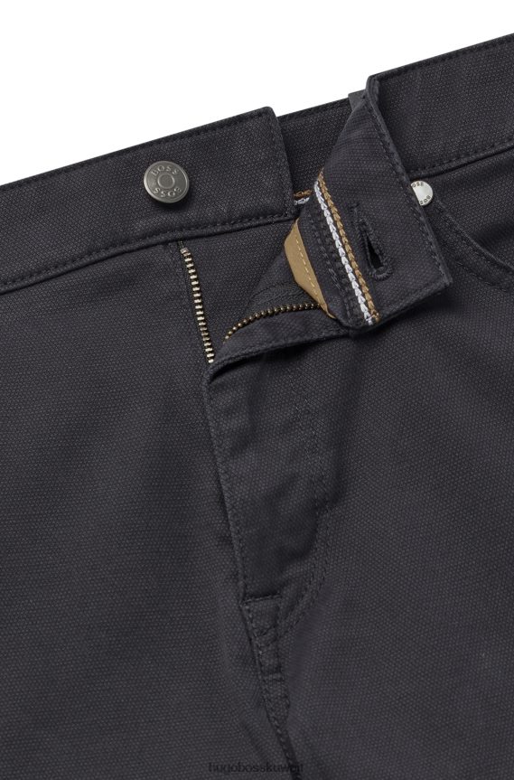 4TFNJN1292 أسود Hugo Boss جينز هوغو أسود بقصة عادية من قماش الدنيم المطاطي ذو البنية الدقيقة