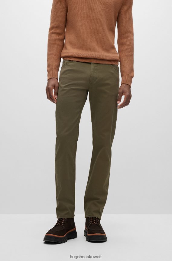 4TFNJN1293 أخضر Hugo Boss جينز Hugo Green ذو المقاس العادي من قماش الدنيم المطاطي ذو البنية الدقيقة