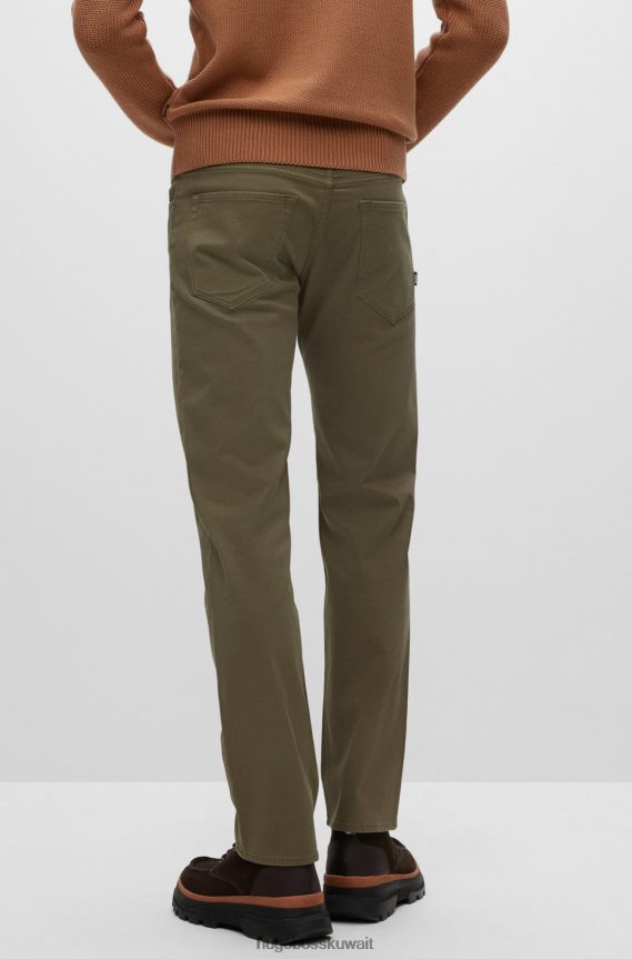 4TFNJN1293 أخضر Hugo Boss جينز Hugo Green ذو المقاس العادي من قماش الدنيم المطاطي ذو البنية الدقيقة