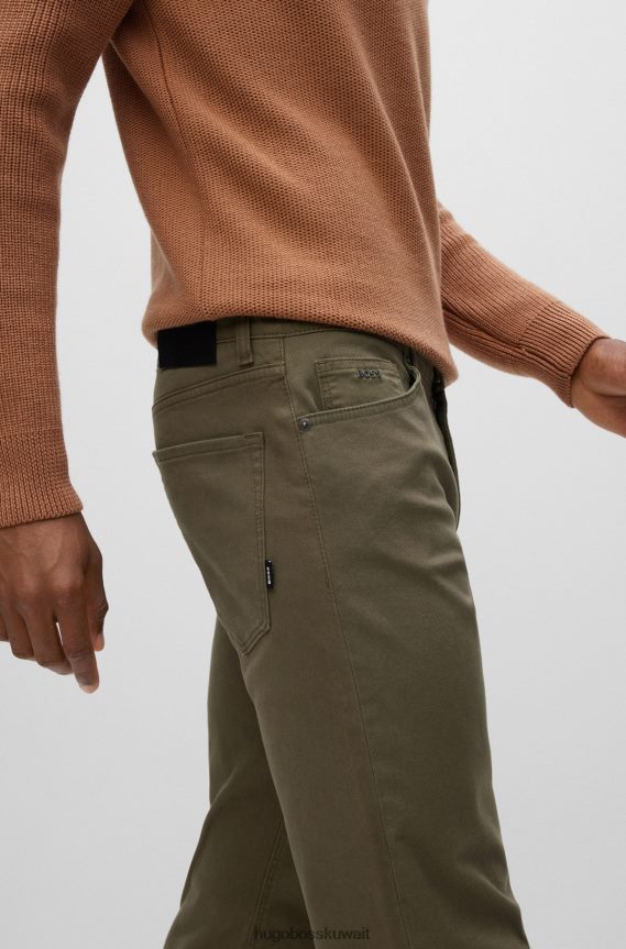 4TFNJN1293 أخضر Hugo Boss جينز Hugo Green ذو المقاس العادي من قماش الدنيم المطاطي ذو البنية الدقيقة