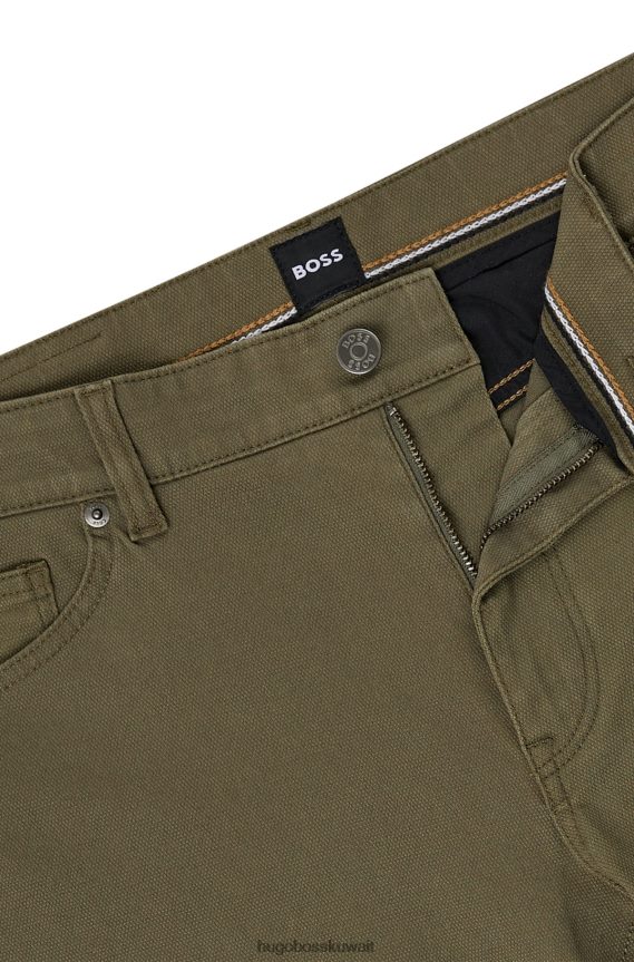 4TFNJN1293 أخضر Hugo Boss جينز Hugo Green ذو المقاس العادي من قماش الدنيم المطاطي ذو البنية الدقيقة