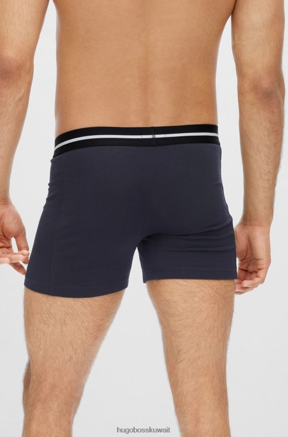 4TFNJN1294 منقوشة Hugo Boss Hugo مجموعة من ثلاث سراويل داخلية من القطن المطاطي مع أحزمة خصر تحمل شعار الماركة