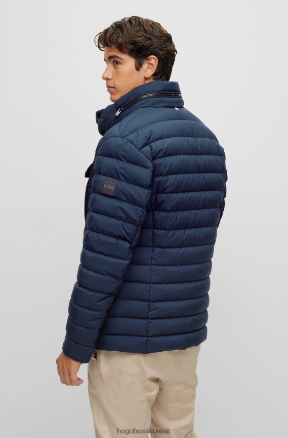 4TFNJN1295 أزرق غامق Hugo Boss سترة مقاومة للماء مع شعار هوغو باللون الأزرق الداكن