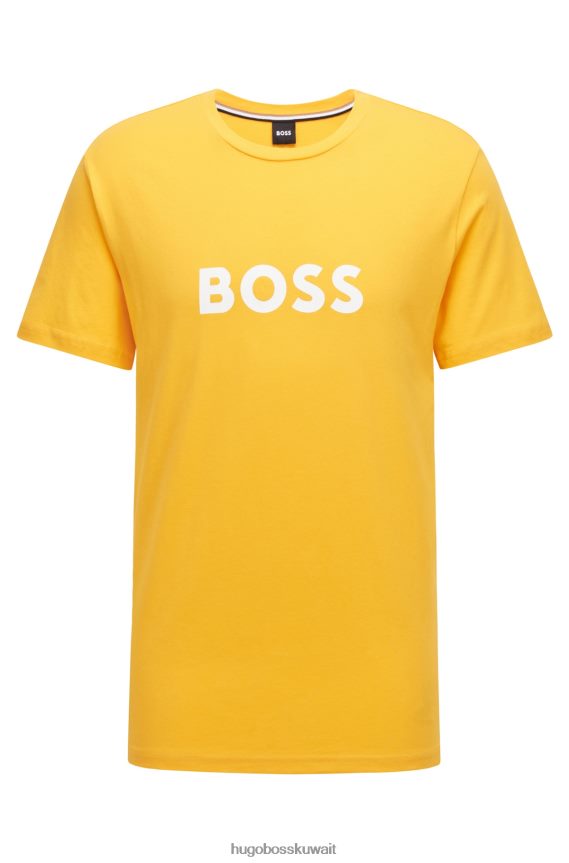 4TFNJN1299 أصفر فاتح Hugo Boss تيشيرت Hugo أصفر فاتح مريح بعامل حماية من الأشعة فوق البنفسجية 50+ مصنوع من القطن مع شعار