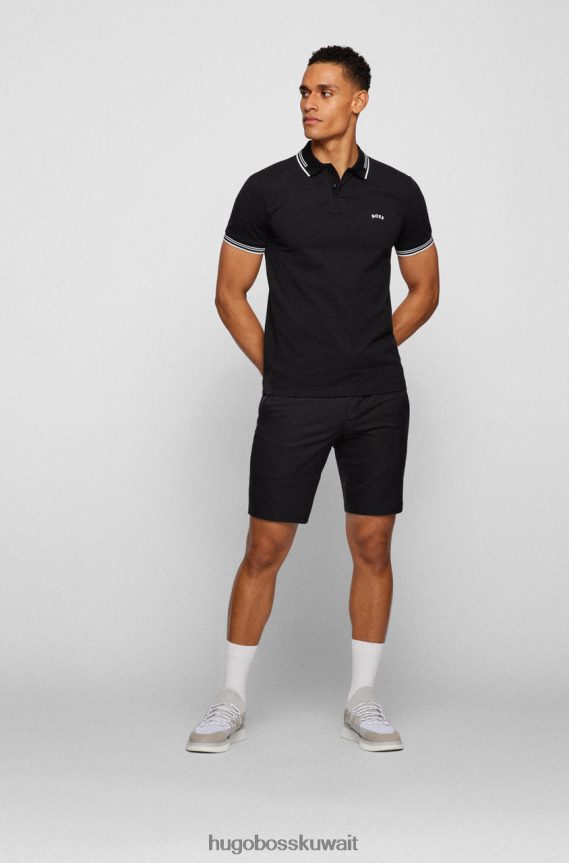 4TFNJN129 أسود / كحلي / أبيض / ذهبي Hugo Boss بولو بول منحني رقم 50469210 أسود