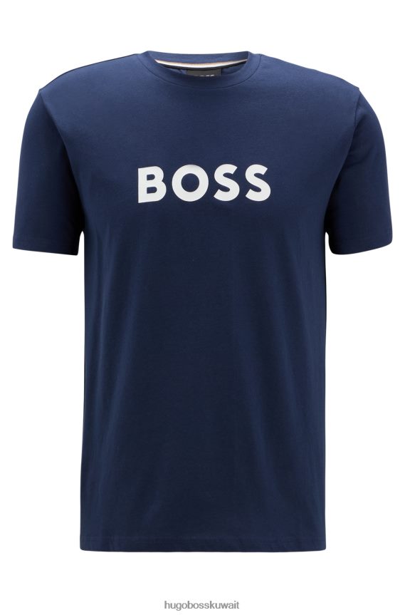 4TFNJN1305 أزرق غامق Hugo Boss تيشيرت Hugo باللون الأزرق الداكن بقصة مريحة بعامل حماية من الأشعة فوق البنفسجية 50+، مصنوع من القطن مع شعار