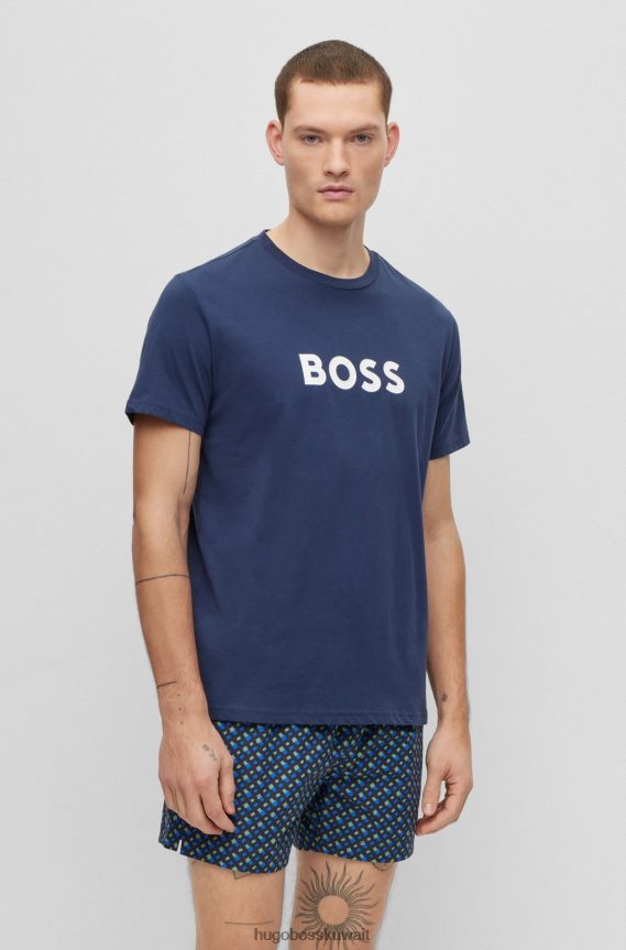 4TFNJN1305 أزرق غامق Hugo Boss تيشيرت Hugo باللون الأزرق الداكن بقصة مريحة بعامل حماية من الأشعة فوق البنفسجية 50+، مصنوع من القطن مع شعار
