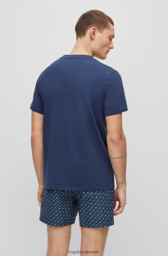 4TFNJN1305 أزرق غامق Hugo Boss تيشيرت Hugo باللون الأزرق الداكن بقصة مريحة بعامل حماية من الأشعة فوق البنفسجية 50+، مصنوع من القطن مع شعار