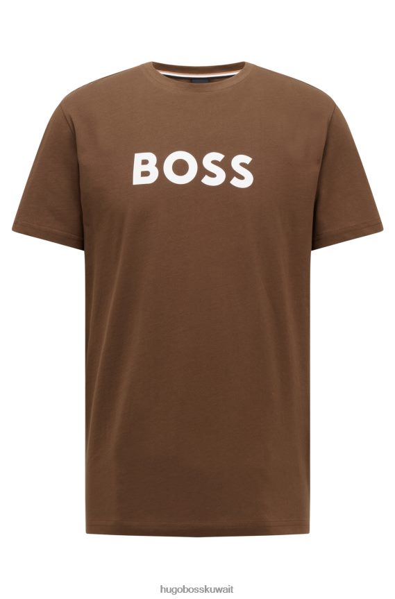 4TFNJN1307 أخضر غامق Hugo Boss تي شيرت مريح بعامل حماية من الأشعة فوق البنفسجية 50+ مصنوع من القطن مع شعار Hugo باللون الأخضر الداكن
