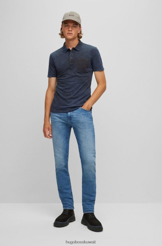 4TFNJN1313 أزرق Hugo Boss جينز بقصة عادية من قماش الدنيم الأزرق المريح والمطاط باللون الأزرق