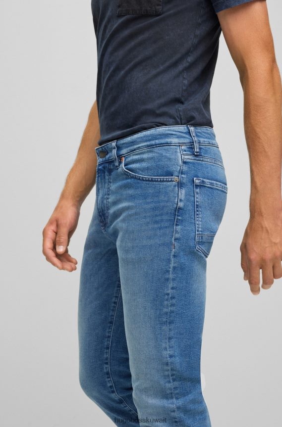 4TFNJN1313 أزرق Hugo Boss جينز بقصة عادية من قماش الدنيم الأزرق المريح والمطاط باللون الأزرق