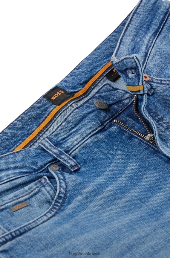 4TFNJN1313 أزرق Hugo Boss جينز بقصة عادية من قماش الدنيم الأزرق المريح والمطاط باللون الأزرق