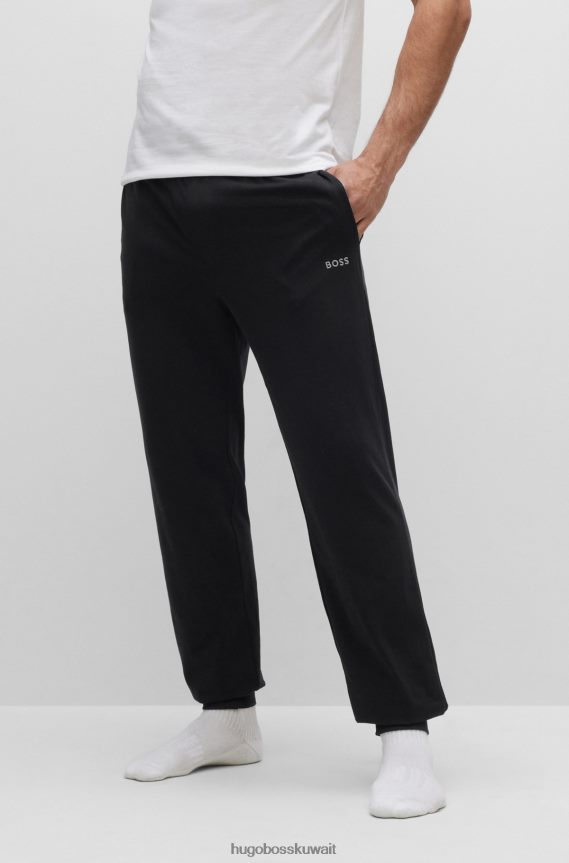 4TFNJN1318 أسود Hugo Boss بدلة رياضية سوداء من القطن المطاطي من Hugo مع شعار مطرز