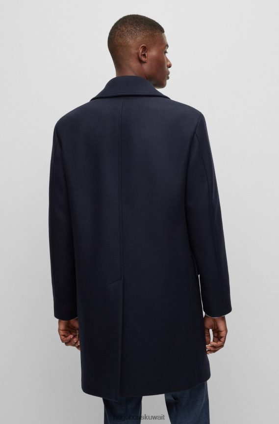4TFNJN1321 أزرق غامق Hugo Boss معطف مريح مزدوج الصدر من مزيج الصوف هوغو باللون الأزرق الداكن