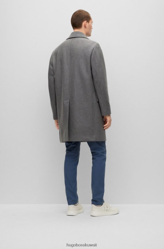 4TFNJN1323 فضة Hugo Boss معطف هوغو فضي مزدوج الصدر مريح من مزيج الصوف