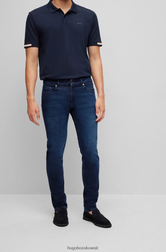 4TFNJN1325 أزرق غامق Hugo Boss جينز بقصة عادية من قماش الدنيم الأزرق الداكن فائق التمدد باللون الأزرق الداكن