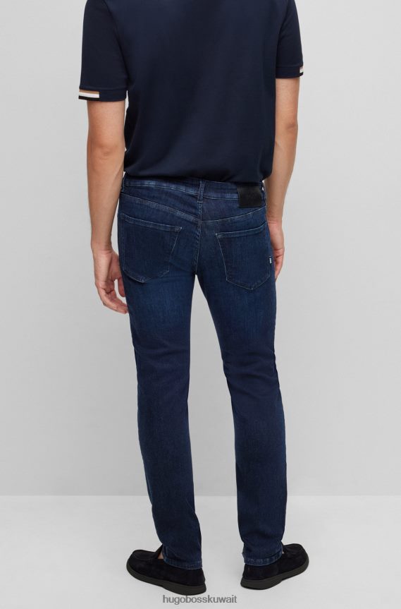 4TFNJN1325 أزرق غامق Hugo Boss جينز بقصة عادية من قماش الدنيم الأزرق الداكن فائق التمدد باللون الأزرق الداكن