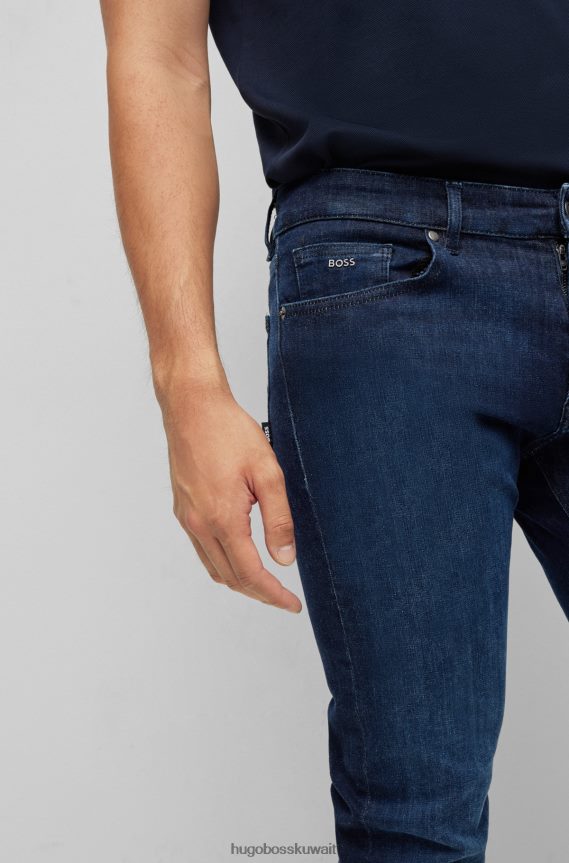 4TFNJN1325 أزرق غامق Hugo Boss جينز بقصة عادية من قماش الدنيم الأزرق الداكن فائق التمدد باللون الأزرق الداكن