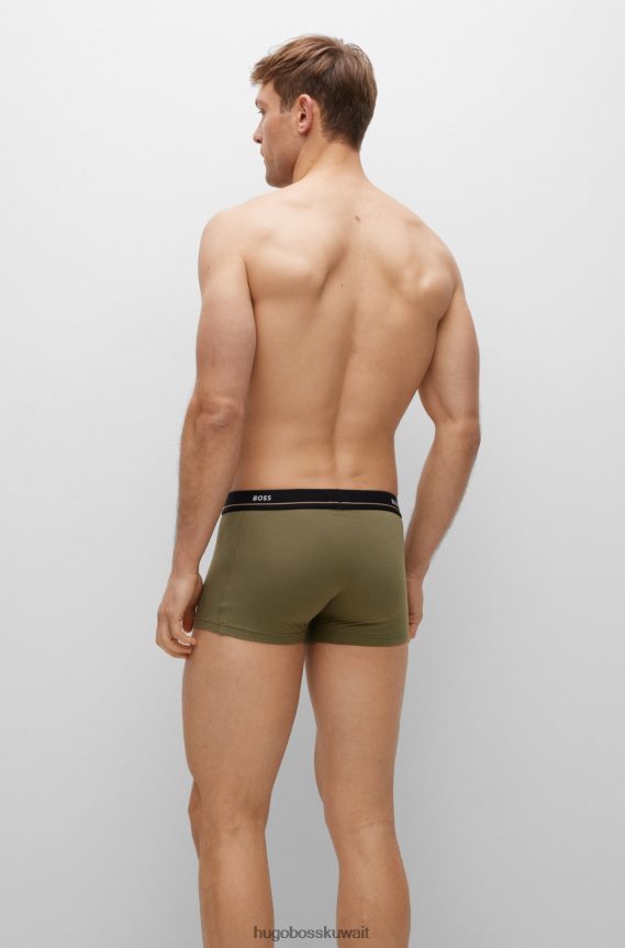 4TFNJN1326 منقوشة Hugo Boss عبوة من خمس سراويل منقوشة من القطن المطاطي مع أحزمة خصر تحمل شعار Hugo