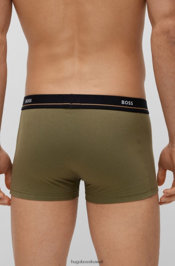 4TFNJN1326 منقوشة Hugo Boss عبوة من خمس سراويل منقوشة من القطن المطاطي مع أحزمة خصر تحمل شعار Hugo