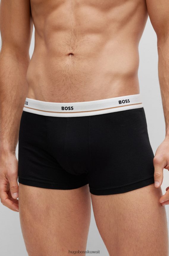 4TFNJN1327 منقوشة Hugo Boss حزمة من خمسة سراويل داخلية من القطن المطاطي مع أحزمة خصر تحمل الشعار ونقش هوغو