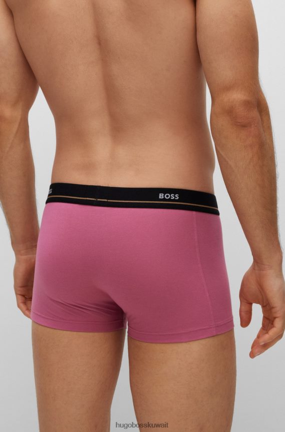 4TFNJN1327 منقوشة Hugo Boss حزمة من خمسة سراويل داخلية من القطن المطاطي مع أحزمة خصر تحمل الشعار ونقش هوغو