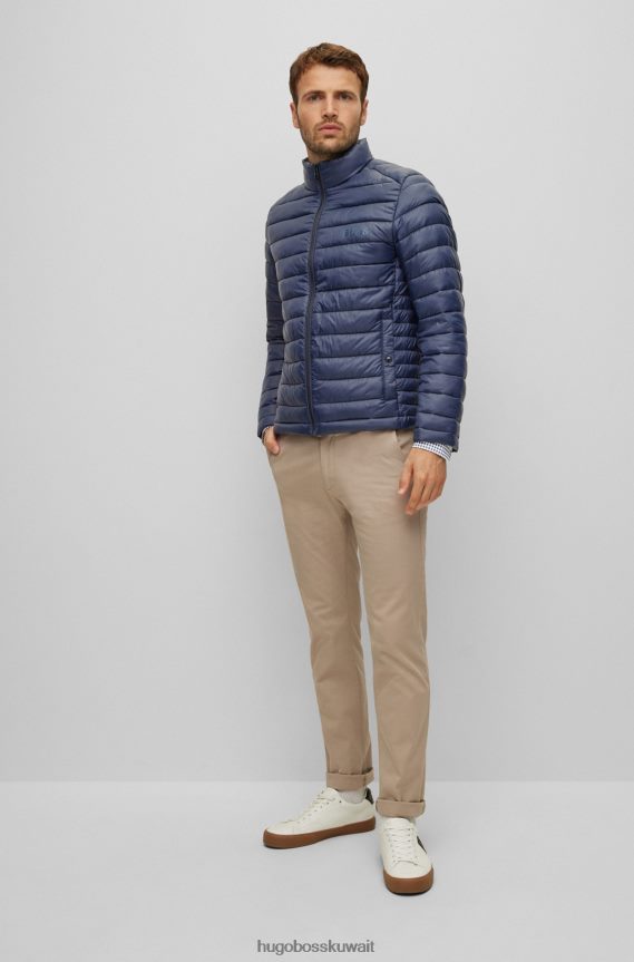 4TFNJN1334 أزرق غامق Hugo Boss سترة هوغو مبطنة مقاومة للماء باللون الأزرق الداكن مع شعار ملون