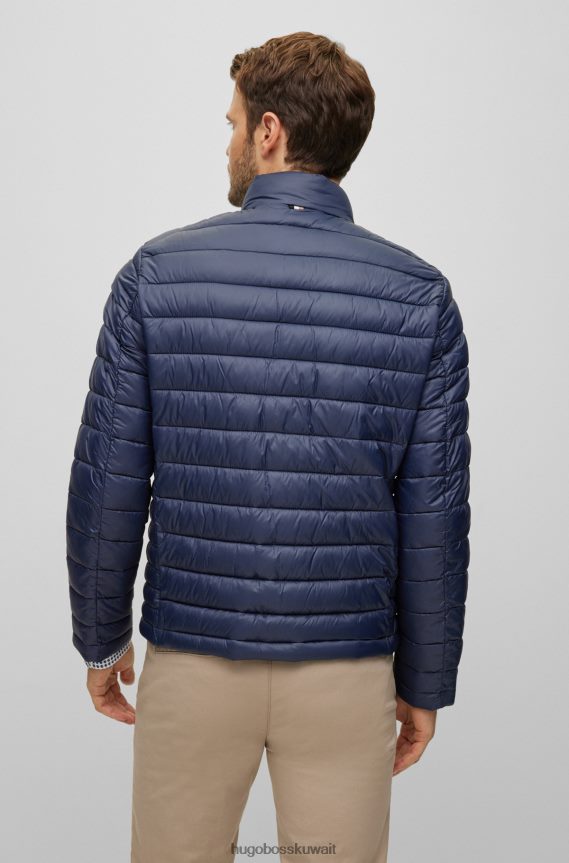 4TFNJN1334 أزرق غامق Hugo Boss سترة هوغو مبطنة مقاومة للماء باللون الأزرق الداكن مع شعار ملون