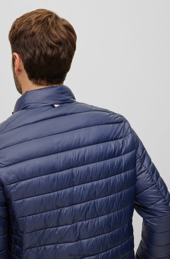 4TFNJN1334 أزرق غامق Hugo Boss سترة هوغو مبطنة مقاومة للماء باللون الأزرق الداكن مع شعار ملون