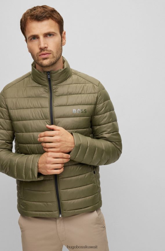 4TFNJN1335 الكاكي Hugo Boss سترة هوغو كاكي مبطنة مقاومة للماء مع شعار متناغم