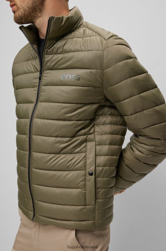 4TFNJN1335 الكاكي Hugo Boss سترة هوغو كاكي مبطنة مقاومة للماء مع شعار متناغم