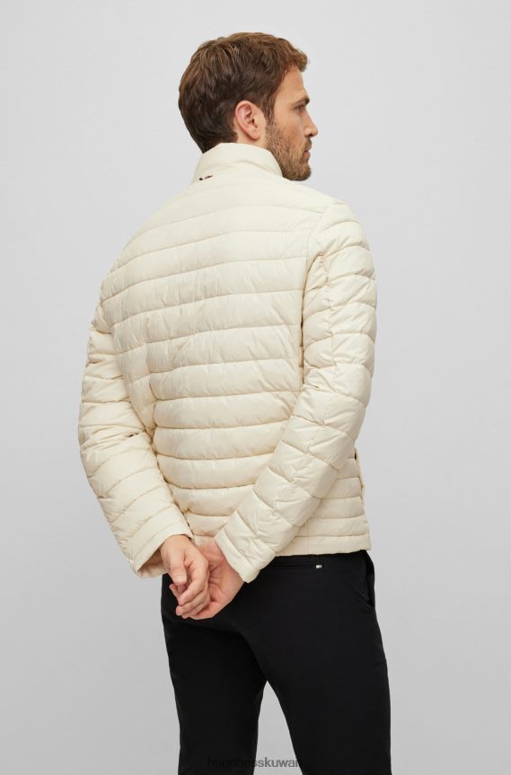 4TFNJN1336 أبيض Hugo Boss سترة مبطنة مقاومة للماء من Hugo مع شعار باللون الأبيض