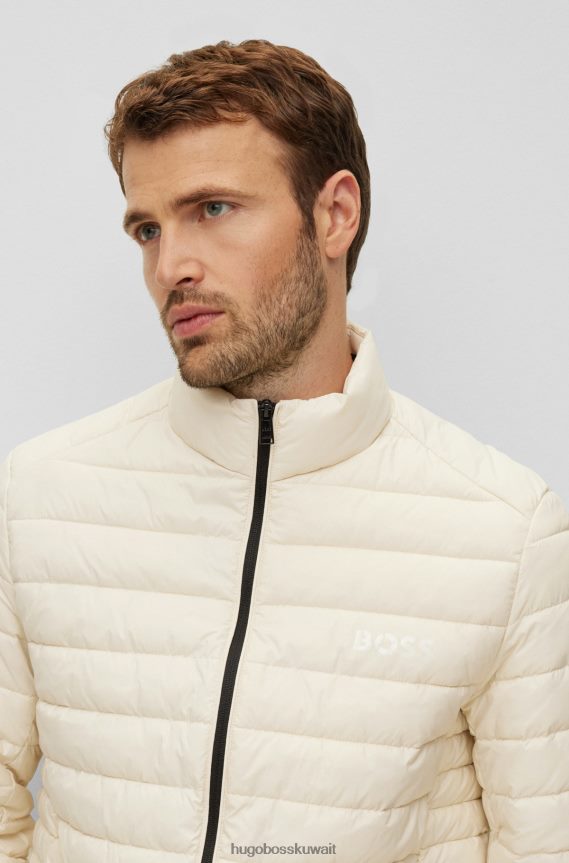 4TFNJN1336 أبيض Hugo Boss سترة مبطنة مقاومة للماء من Hugo مع شعار باللون الأبيض