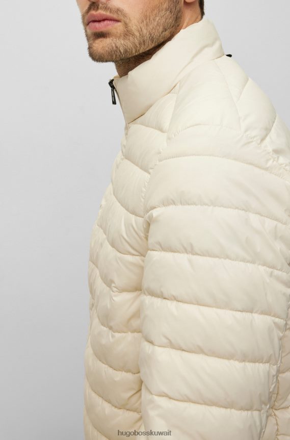 4TFNJN1336 أبيض Hugo Boss سترة مبطنة مقاومة للماء من Hugo مع شعار باللون الأبيض