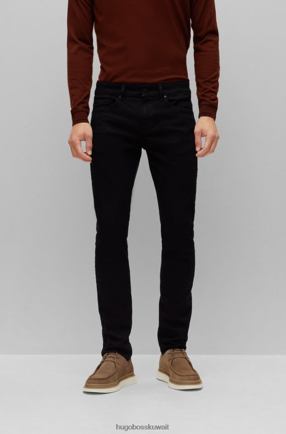 4TFNJN1340 أسود Hugo Boss جينز هوغو أسود بقصة ضيقة من الدنيم الإيطالي الأسود فائق النعومة