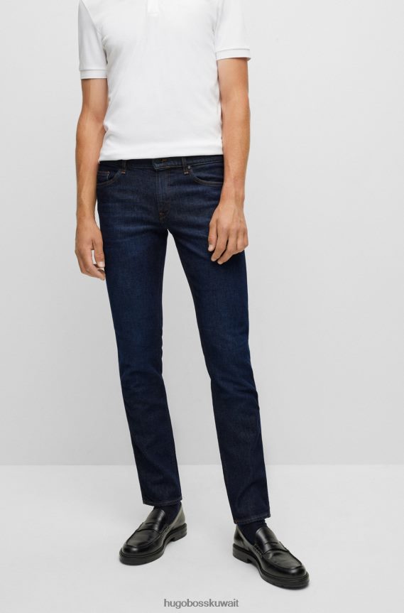 4TFNJN1342 أزرق Hugo Boss بنطلون جينز هوغو بقصة ضيقة باللون الأزرق الداكن من قماش الدنيم المطاطي المريح