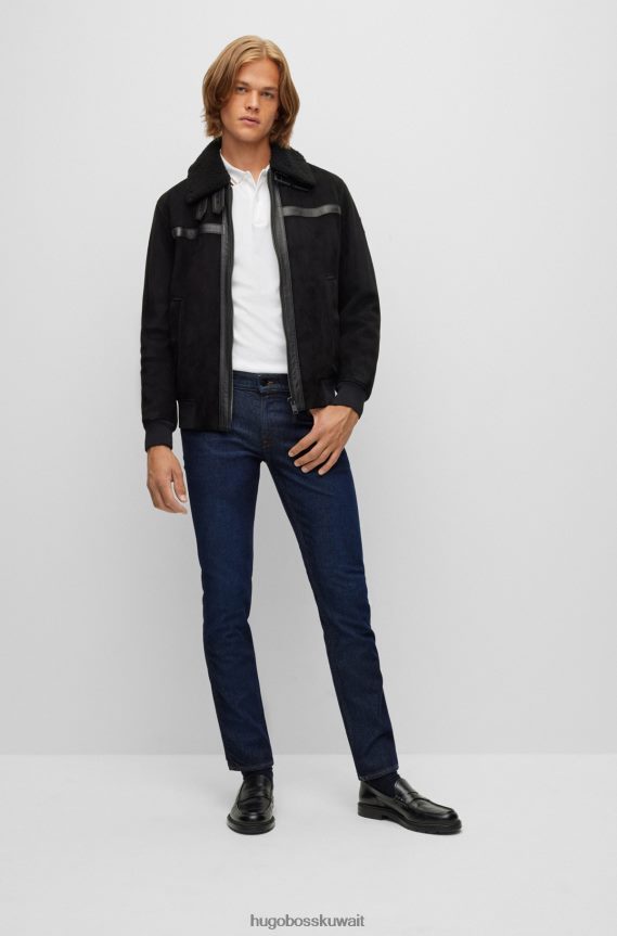 4TFNJN1342 أزرق Hugo Boss بنطلون جينز هوغو بقصة ضيقة باللون الأزرق الداكن من قماش الدنيم المطاطي المريح