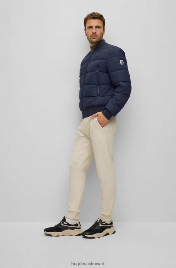 4TFNJN1344 أزرق غامق Hugo Boss سترة مبطنة مقاومة للماء باللون الأزرق الداكن مع شارة شعار Hugo