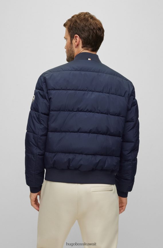 4TFNJN1344 أزرق غامق Hugo Boss سترة مبطنة مقاومة للماء باللون الأزرق الداكن مع شارة شعار Hugo