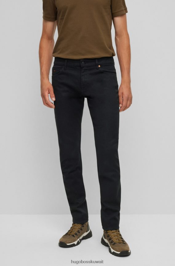 4TFNJN1346 أسود Hugo Boss بنطلون جينز هوغو أسود بقصة ضيقة من قماش الدنيم الأسود المريح