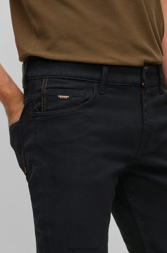 4TFNJN1346 أسود Hugo Boss بنطلون جينز هوغو أسود بقصة ضيقة من قماش الدنيم الأسود المريح